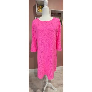 Lilly Pulitzer Hot Pink LaceBell Sleeve Dress Size L